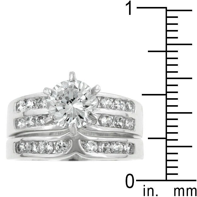 Couture Form Modern Series Formal Rhodium Plated Engagement Set - Friggin Jewelry Fashion