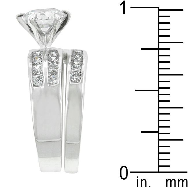 Couture Form Modern Series Formal Rhodium Plated Engagement Set - Friggin Jewelry Fashion