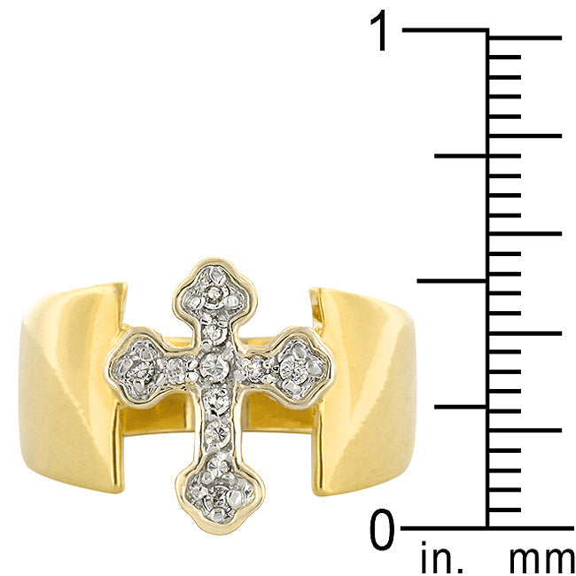 Sculpted Form Modern Edit Two-tone Finish Cross Ring - Friggin Jewelry Fashion