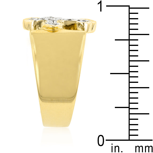 Sculpted Form Modern Edit Two-tone Finish Cross Ring - Friggin Jewelry Fashion