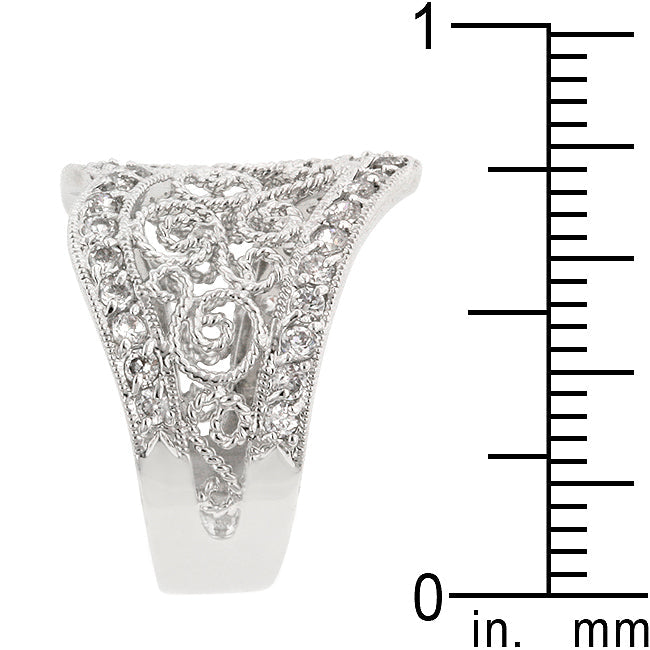 Golden Icon Signature Line Cubic Zirconia Filigree Hearts Ring - Friggin Jewelry Fashion