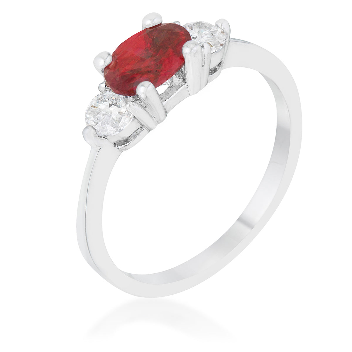 Playful Drama Studio Line Miranna 1.2ct Garnet CZ Rhodium Classic Oval Ring - Friggin Jewelry Fashion
