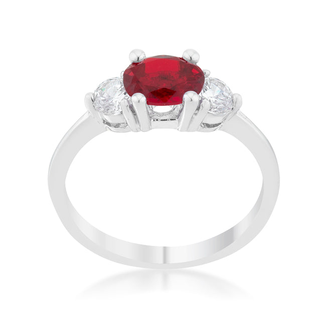 Playful Drama Studio Line Miranna 1.2ct Garnet CZ Rhodium Classic Oval Ring - Friggin Jewelry Fashion
