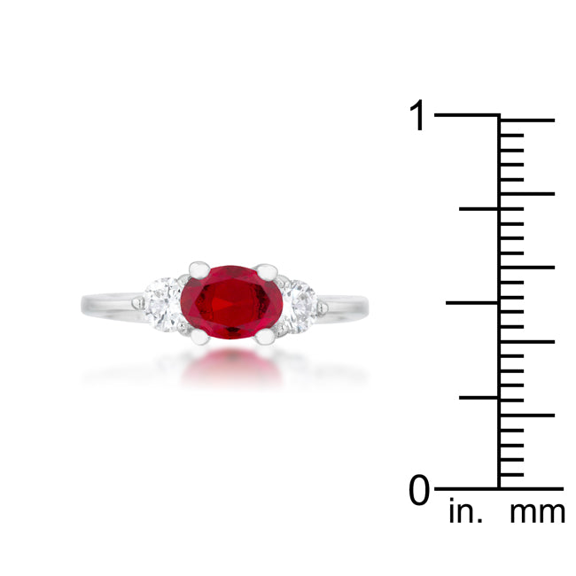 Playful Drama Studio Line Miranna 1.2ct Garnet CZ Rhodium Classic Oval Ring - Friggin Jewelry Fashion