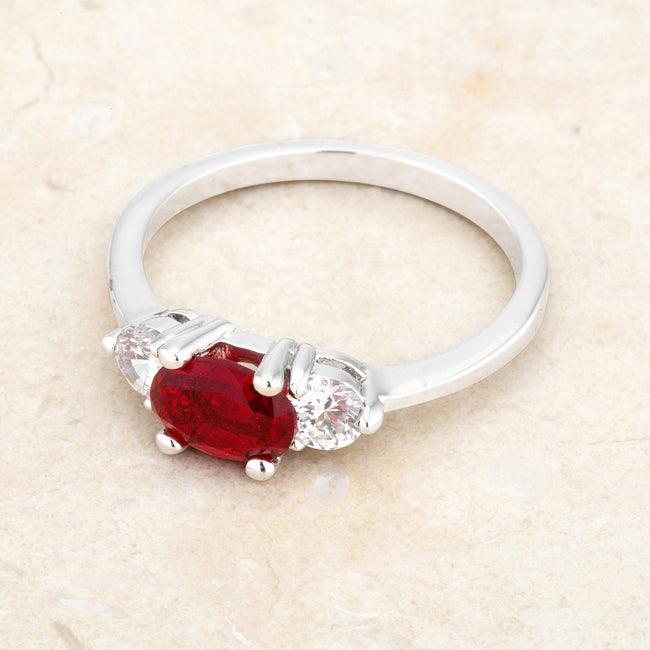 Playful Drama Studio Line Miranna 1.2ct Garnet CZ Rhodium Classic Oval Ring - Friggin Jewelry Fashion