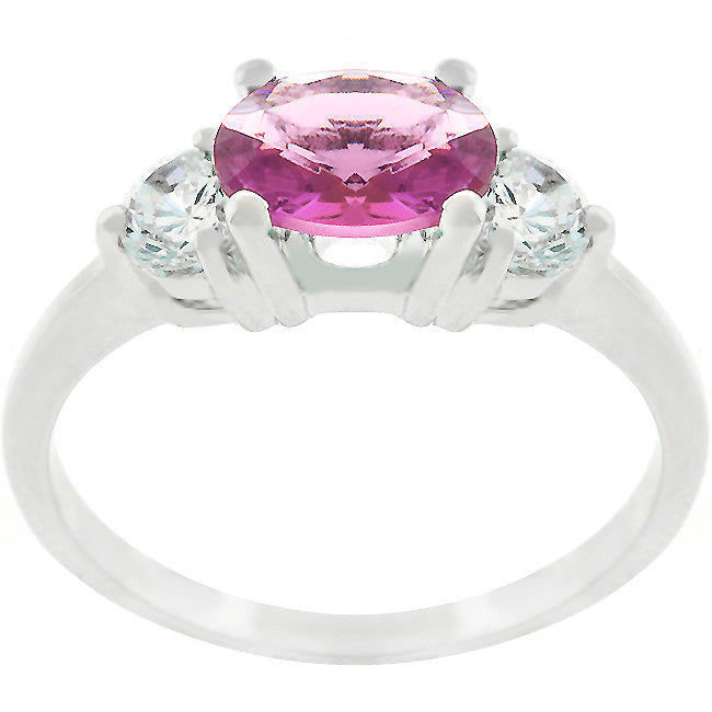 Regency Form Heritage Line Oval Treble Cubic Zirconia Ring - Friggin Jewelry Fashion