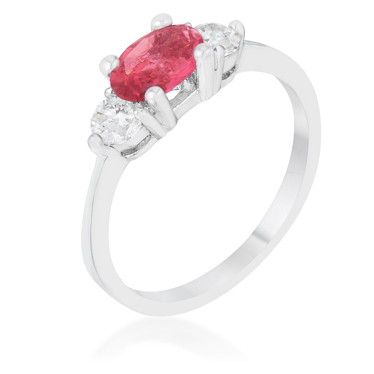 Regency Muse Signature Line Miranna 1.2ct Fuchsia CZ Rhodium Classic Oval Ring - Friggin Jewelry Fashion