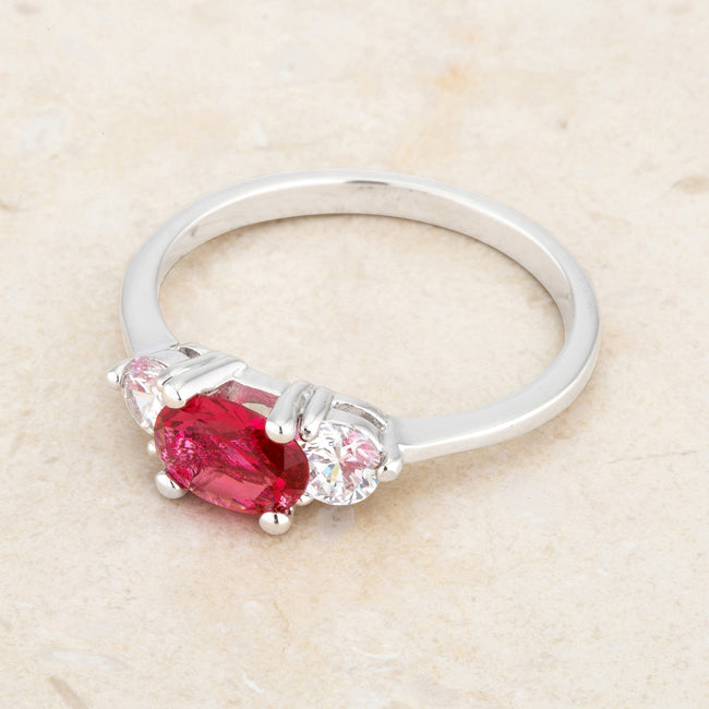 Regency Muse Signature Line Miranna 1.2ct Fuchsia CZ Rhodium Classic Oval Ring - Friggin Jewelry Fashion