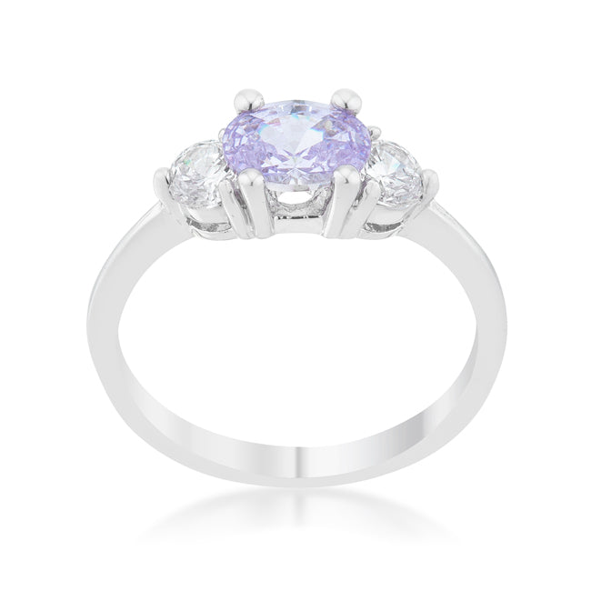 Effortless Charm Daily Icon Miranna 1.2ct Lavender CZ Rhodium Classic Oval Ring - Friggin Jewelry Fashion