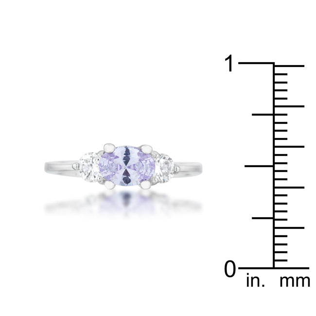 Effortless Charm Daily Icon Miranna 1.2ct Lavender CZ Rhodium Classic Oval Ring - Friggin Jewelry Fashion