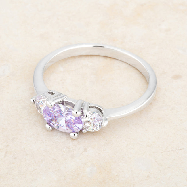 Effortless Charm Daily Icon Miranna 1.2ct Lavender CZ Rhodium Classic Oval Ring - Friggin Jewelry Fashion