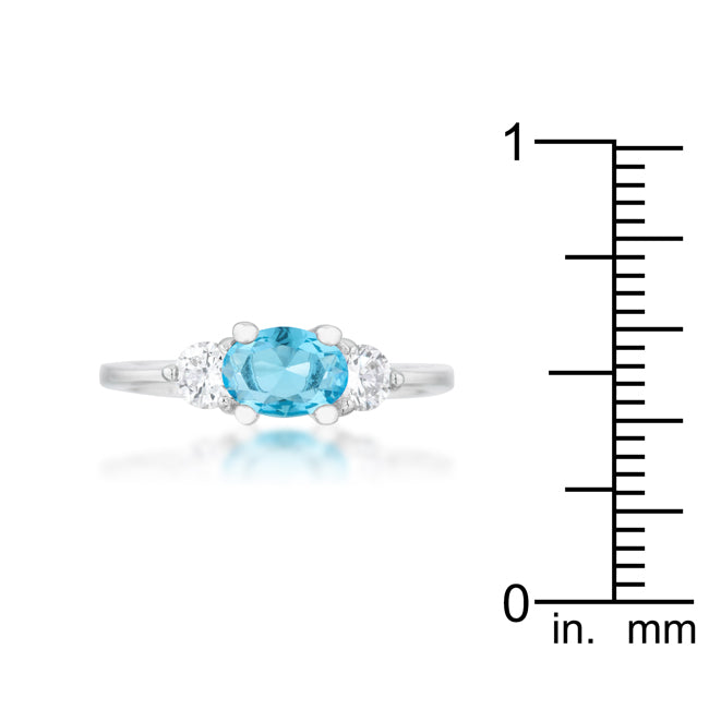Sleek Heritage Signature Line Miranna 1.2ct Blue Topaz CZ Rhodium Classic Oval Ring - Friggin Jewelry Fashion