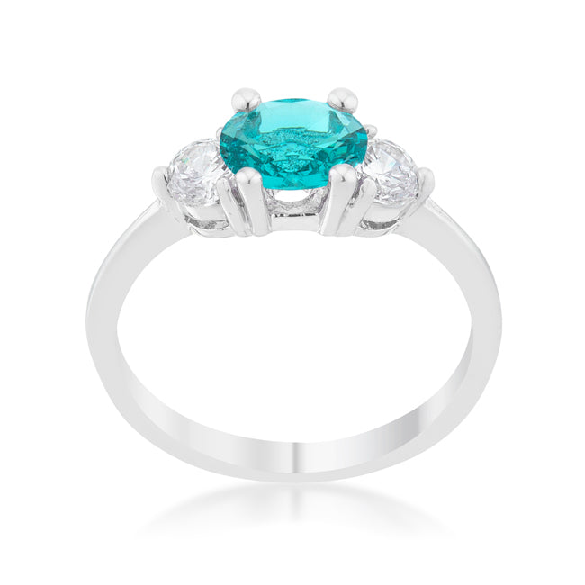Signature Whisper Sleek Line Mariah 1.2ct CZ Rhodium Aqua Simple Classic Ring - Friggin Jewelry Fashion