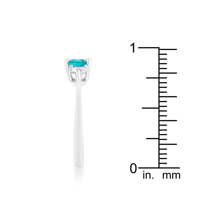 Signature Whisper Sleek Line Mariah 1.2ct CZ Rhodium Aqua Simple Classic Ring - Friggin Jewelry Fashion