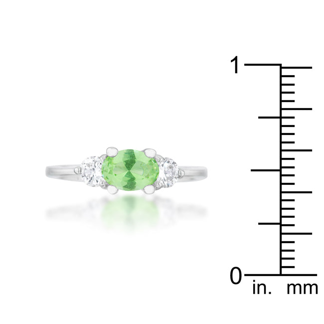 Heritage Form Modern Icon Miranna 1.2ct Peridot CZ Rhodium Classic Oval Ring - Friggin Jewelry Fashion