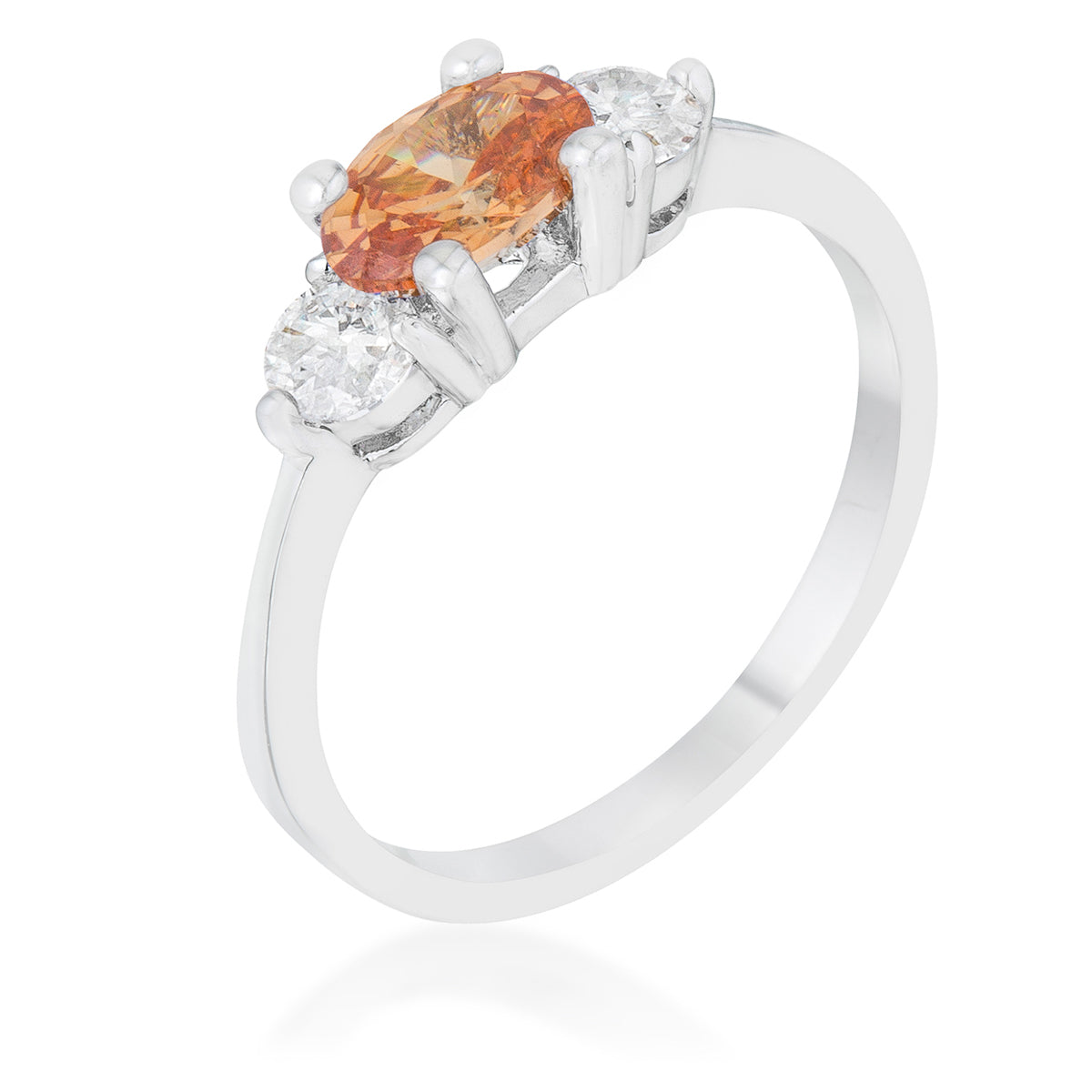 Refined Obsession Modern Edit Miranna 1.2ct Champagne CZ Rhodium Classic Oval Ring - Friggin Jewelry Fashion