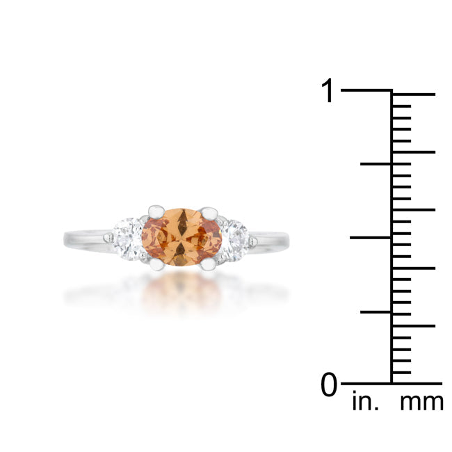 Refined Obsession Modern Edit Miranna 1.2ct Champagne CZ Rhodium Classic Oval Ring - Friggin Jewelry Fashion