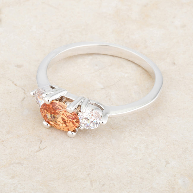 Refined Obsession Modern Edit Miranna 1.2ct Champagne CZ Rhodium Classic Oval Ring - Friggin Jewelry Fashion