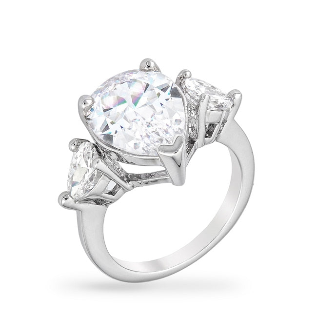 Bold Obsession Signature Line Cubic Zirconia Pear Triplet Ring - Friggin Jewelry Fashion