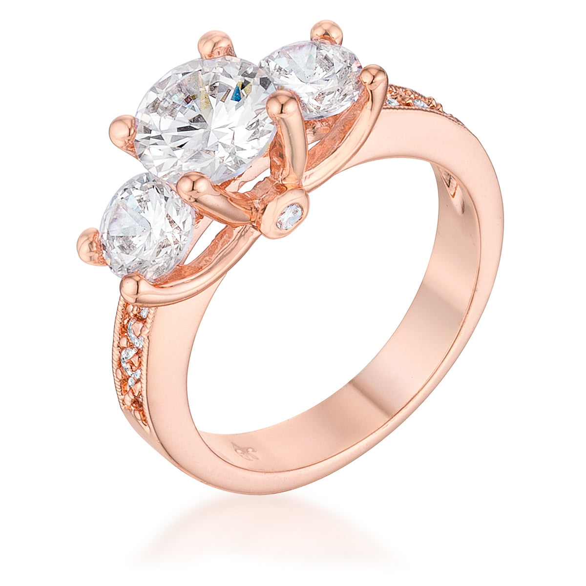 Covetable Icon Classic Line Dazzling Three Stone Engagement Ring with CZ - Friggin Jewelry Fashion