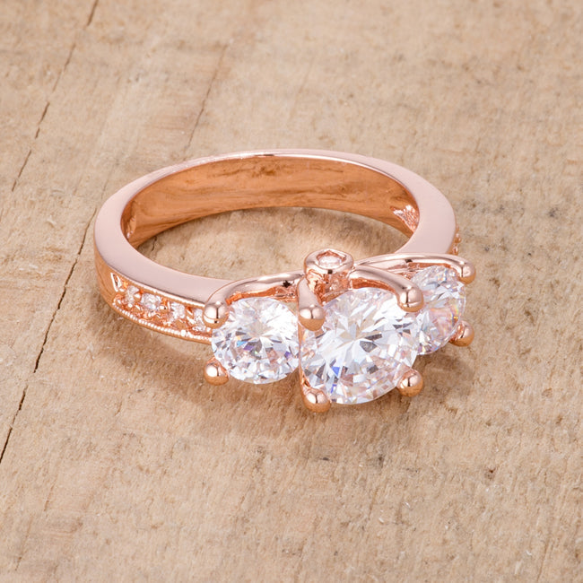 Covetable Icon Classic Line Dazzling Three Stone Engagement Ring with CZ - Friggin Jewelry Fashion