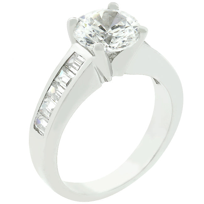 Couture Whisper Signature Line Classic Rhodium Plated Engagement Ring - Friggin Jewelry Fashion