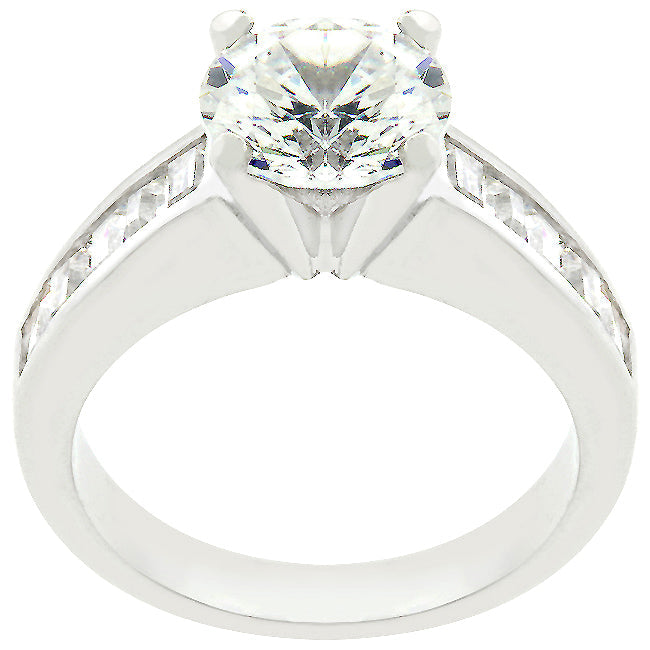 Couture Whisper Signature Line Classic Rhodium Plated Engagement Ring - Friggin Jewelry Fashion