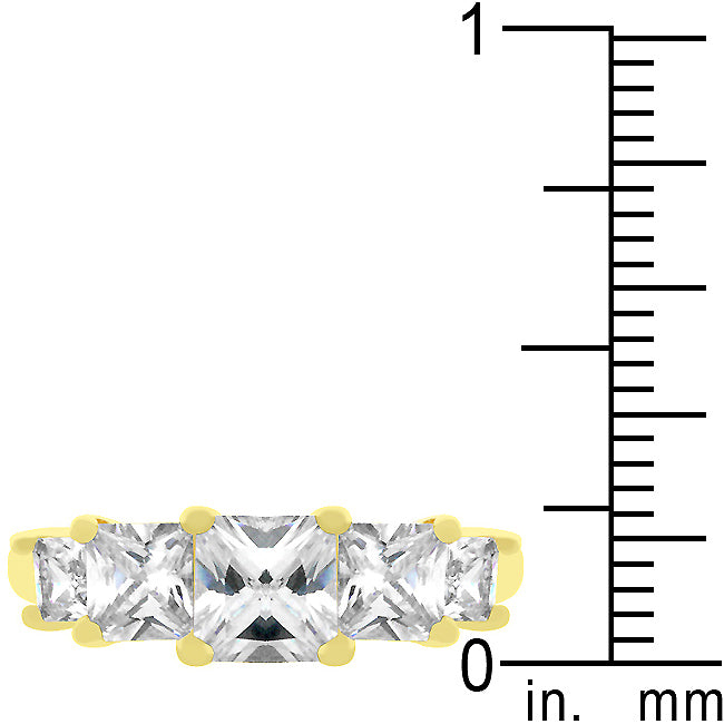 Radiant Edge Classic Series 5-Stone Anniversary Ring in Goldtone - Friggin Jewelry Fashion