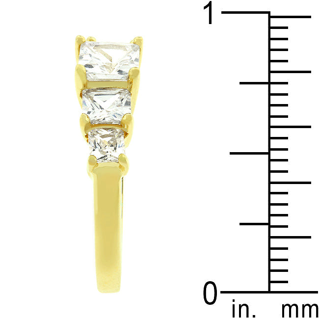Radiant Edge Classic Series 5-Stone Anniversary Ring in Goldtone - Friggin Jewelry Fashion
