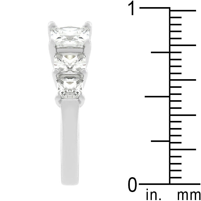 Refined Edge Signature Line 5-Stone Anniversary Ring in Rhodium Plated - Friggin Jewelry Fashion