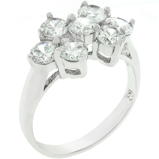 Sovereign Edge Modern Edit Round Cubic Zirconia Cluster Ring - Friggin Jewelry Fashion