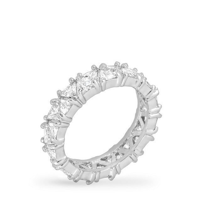 Desired Whisper Couture Line Rhodium Plated Trillion Eternity Band - Friggin Jewelry Fashion