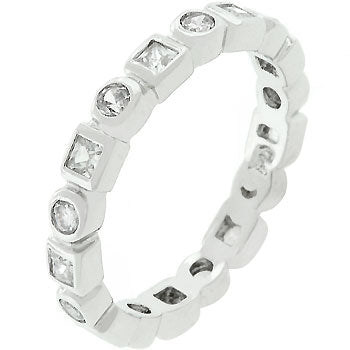 Everyday Spark Modern Icon Rhodium Plated Eternity Stackable Band - Friggin Jewelry Fashion