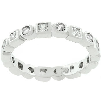 Everyday Spark Modern Icon Rhodium Plated Eternity Stackable Band - Friggin Jewelry Fashion