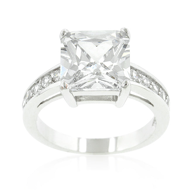 Starborn Spark Contemporary Icon Classic Princess Cut Raised Pave Engagement Ring - Friggin Jewelry Fashion