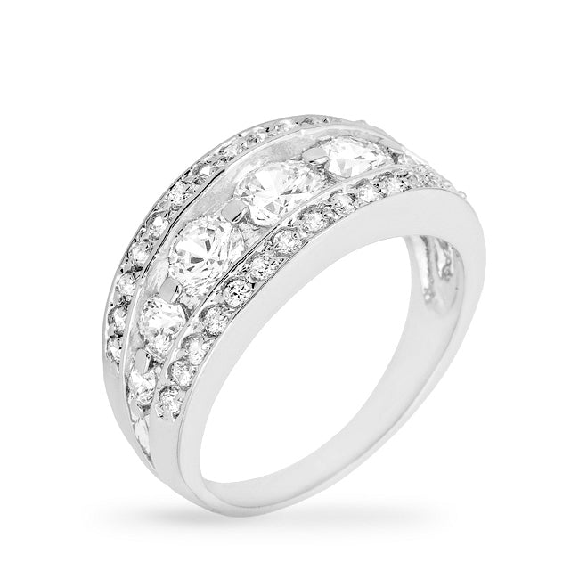 Playful Edge Contemporary Edit Tiered Anniversary Ring - Friggin Jewelry Fashion