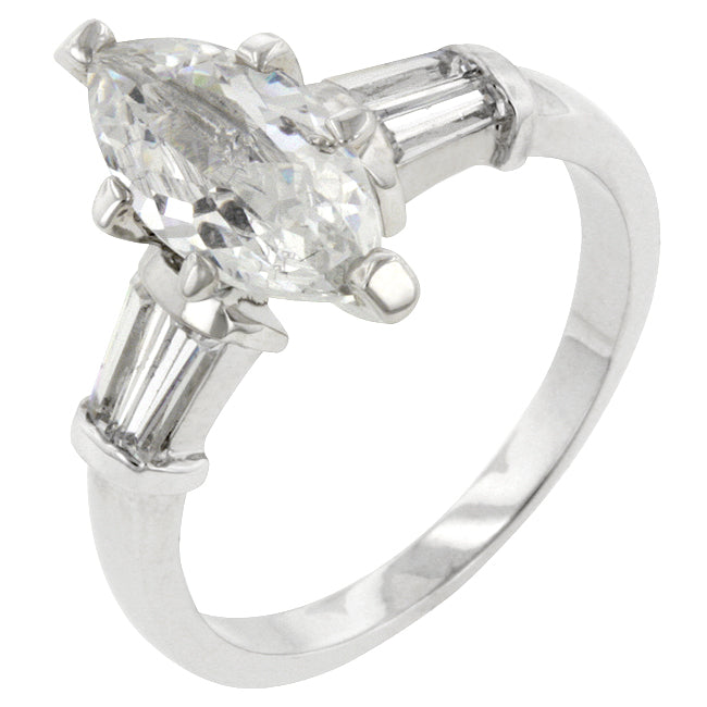 Everyday Whisper Icon Edit Rhodium Plated Marquise Centerpiece Ring - Friggin Jewelry Fashion