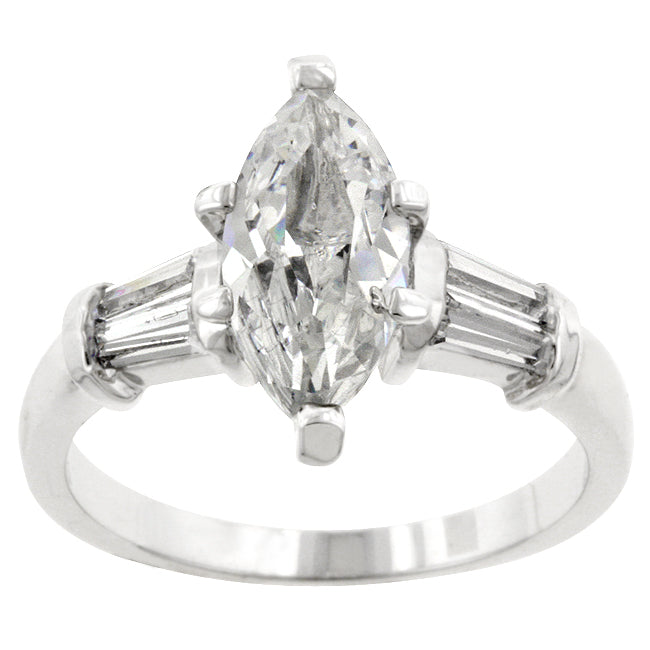 Everyday Whisper Icon Edit Rhodium Plated Marquise Centerpiece Ring - Friggin Jewelry Fashion