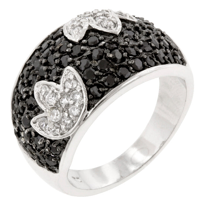 Smart Detail Bold Line Black and White Tulip Ring - Friggin Jewelry Fashion