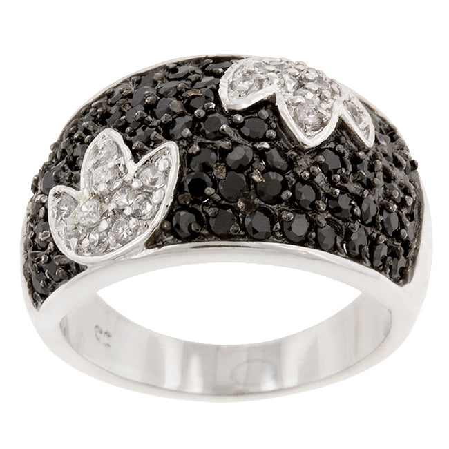 Smart Detail Bold Line Black and White Tulip Ring - Friggin Jewelry Fashion