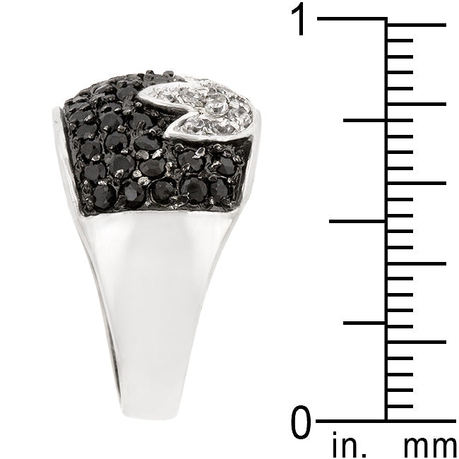 Smart Detail Bold Line Black and White Tulip Ring - Friggin Jewelry Fashion
