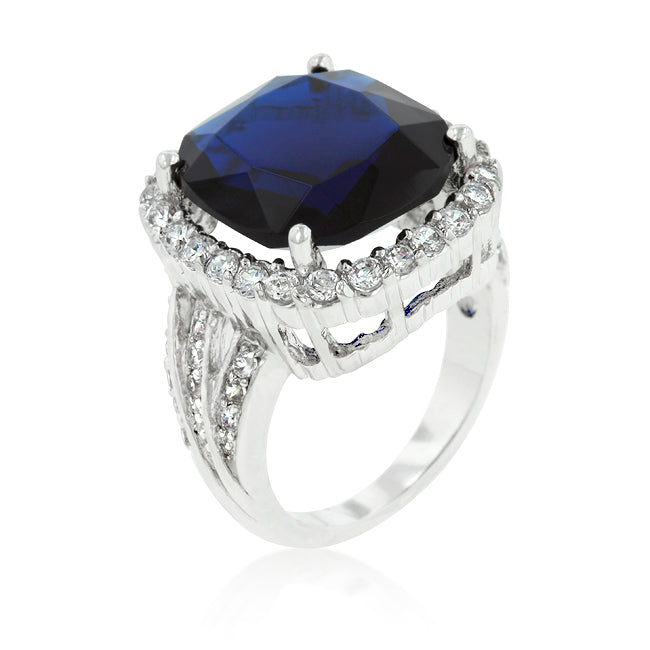 Runway Whisper Contemporary Line Deep Blue Sapphire Engagement Ring - Friggin Jewelry Fashion