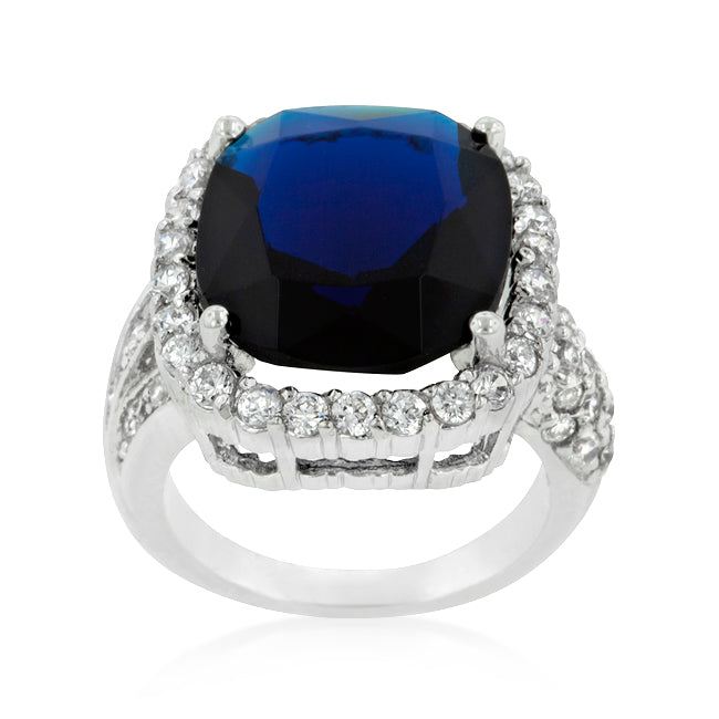 Runway Whisper Contemporary Line Deep Blue Sapphire Engagement Ring - Friggin Jewelry Fashion