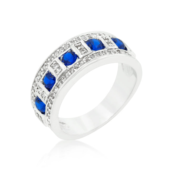 Radiant Spark Desired Edit Blue and Clear Encrusted Rhodium Plated Ring - Friggin Jewelry Fashion