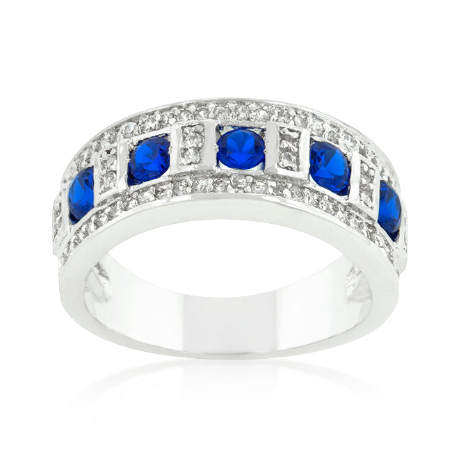 Radiant Spark Desired Edit Blue and Clear Encrusted Rhodium Plated Ring - Friggin Jewelry Fashion