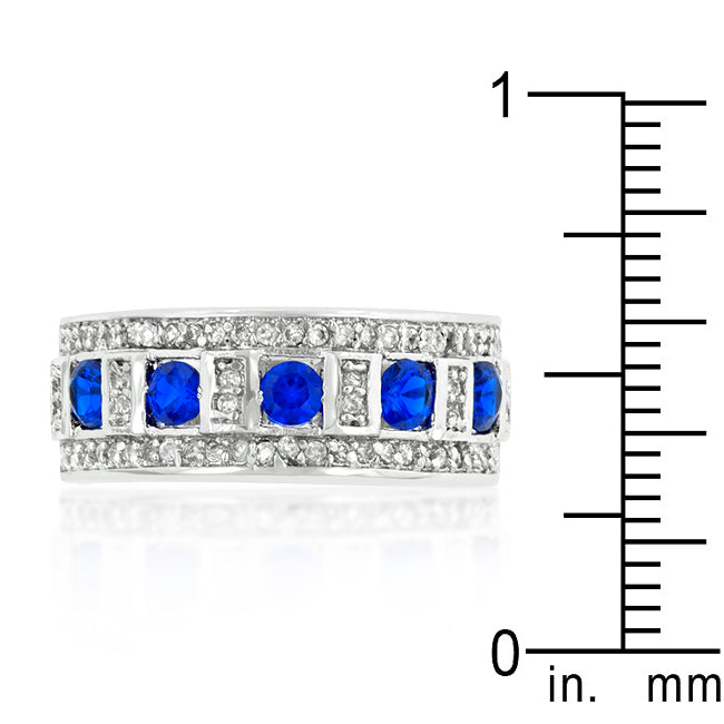Radiant Spark Desired Edit Blue and Clear Encrusted Rhodium Plated Ring - Friggin Jewelry Fashion