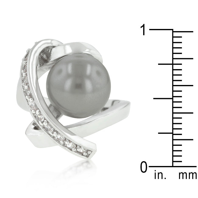 Daring Form Icon Series Rhodium Plated Knotted Simulated Pearl Ring - Friggin Jewelry Fashion
