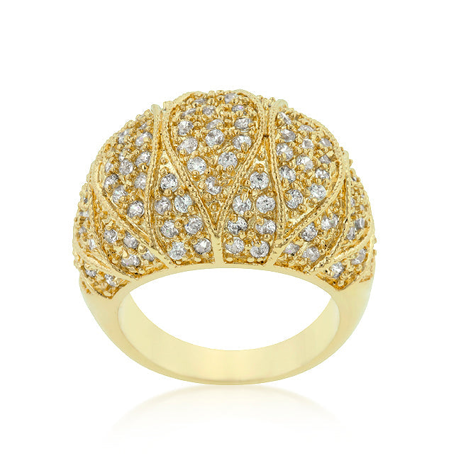 Irresistible Form Radiant Series Goldeneye Clear Cubic Zirconia Cocktail Ring - Friggin Jewelry Fashion