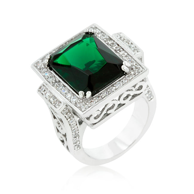 Bold Detail Modern Muse Emerald Green Classic Cocktail Ring - Friggin Jewelry Fashion