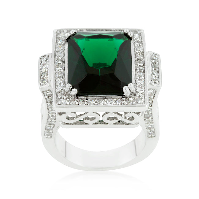 Bold Detail Modern Muse Emerald Green Classic Cocktail Ring - Friggin Jewelry Fashion